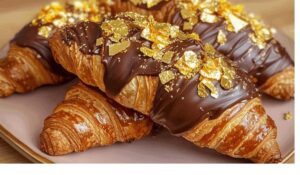 Chocolate Croissants With Edible Gold Flakes Recipe