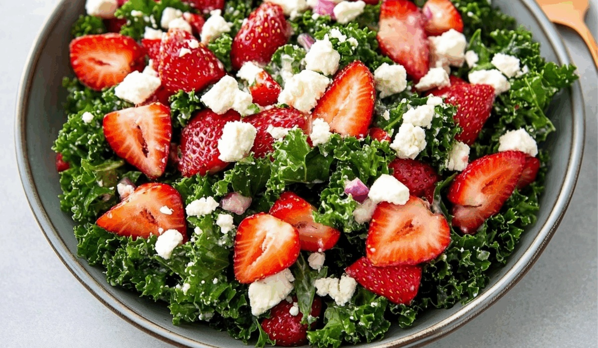 Strawberry Feta Kale Salad With Chicken Recipe
