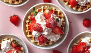 Strawberry Shortcake Cheesecake Waffle Bowls Recipe