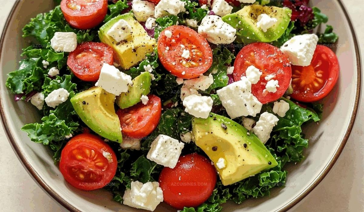 Avocado Kale Salad with Cherry Tomatoes and Feta Recipe