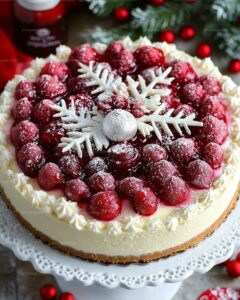 Christmas Cheesecake with Cranberry Jam and White Chocolate Mousse Recipe