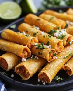 Crispy Buffalo-Style Chicken Taquitos with Cotija & Cilantro Recipe