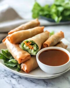 Crispy Pork and Veggie Spring Rolls with Sweet & Sour Sauce Recipe