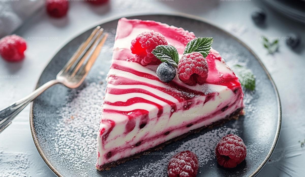 No-Bake Raspberry Yogurt Zebra Cake Recipe