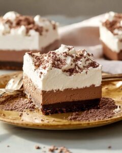 Decadent Chocolate French Silk Pie Bars with Whipped Cream Topping Recipe