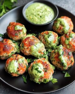 Golden Baked Salmon Bites with Velvety Avocado Drizzle Recipe