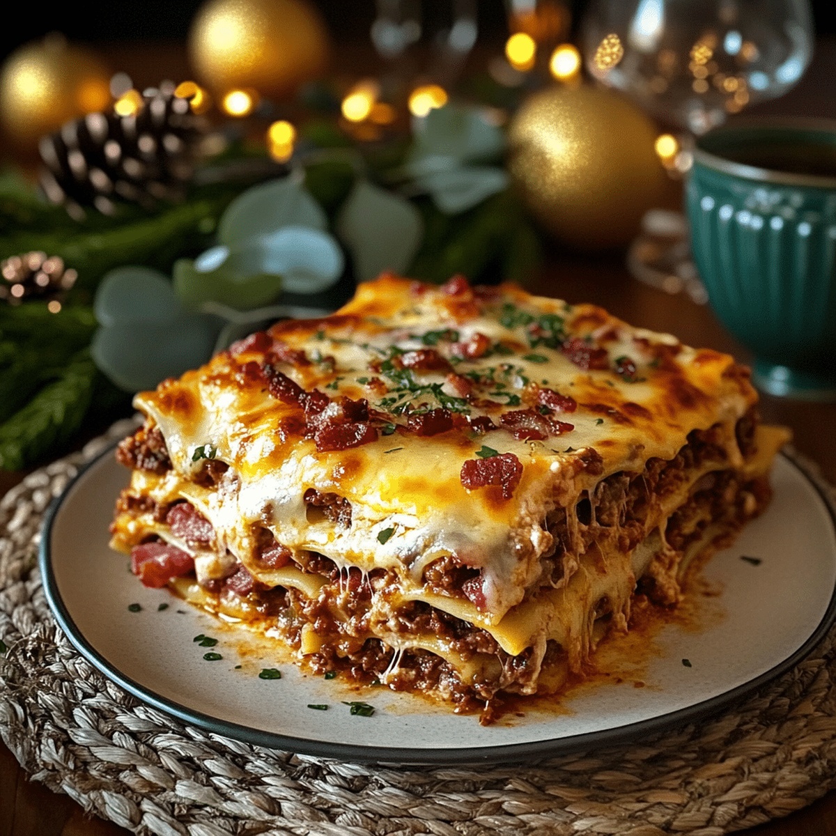 Parmesan Garlic Bacon Cheeseburger Lasagna Recipe