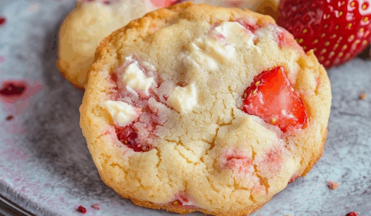 Strawberry Cookies with White Chocolate Chunks Recipe