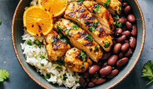 Cilantro Orange Chicken With Rice And Beans Recipe
