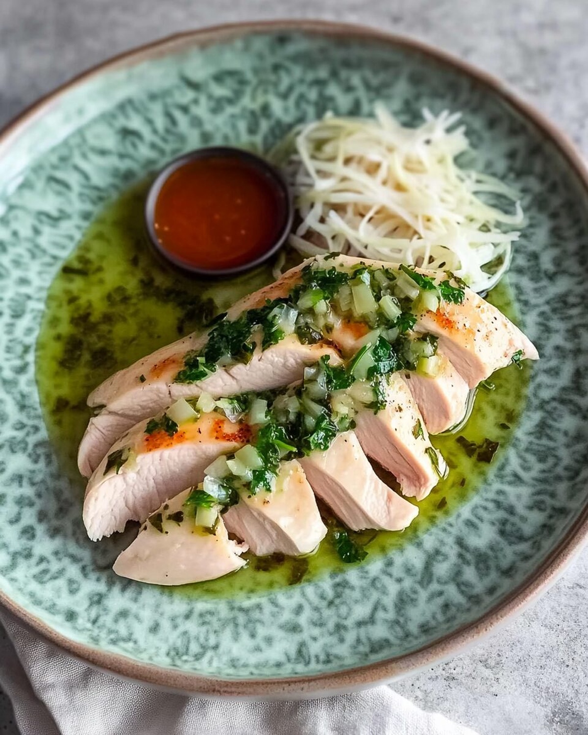 Poached Chicken Breast with Ginger Shallot Sauce Recipe
