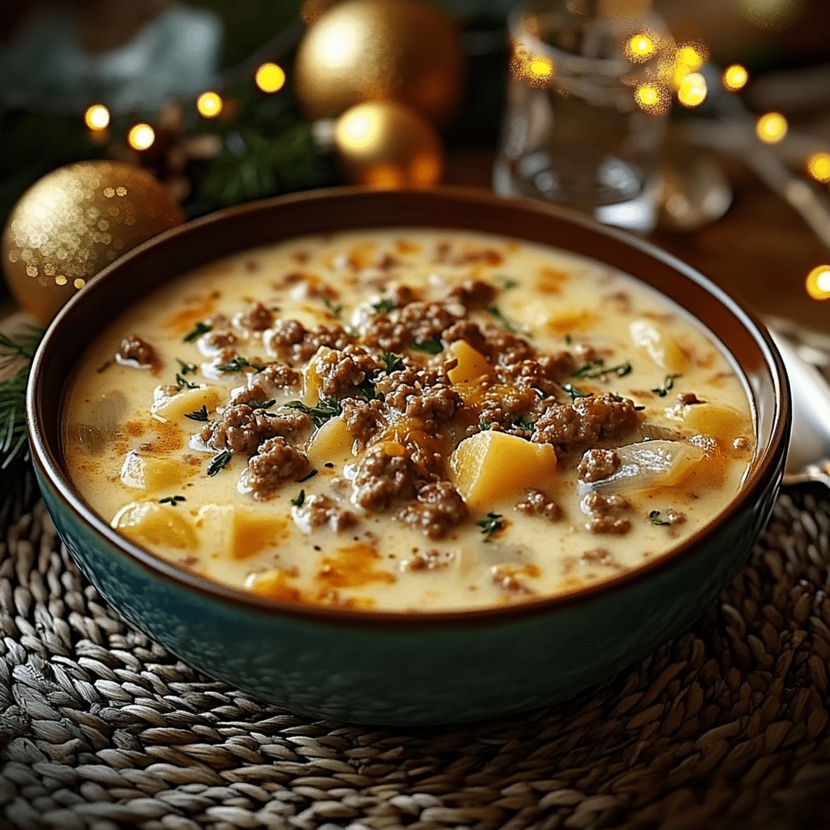 Cheesy Hamburger Potato Soup Recipe