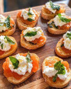 Goat Cheese Crostini with Apricot and Basil Recipe