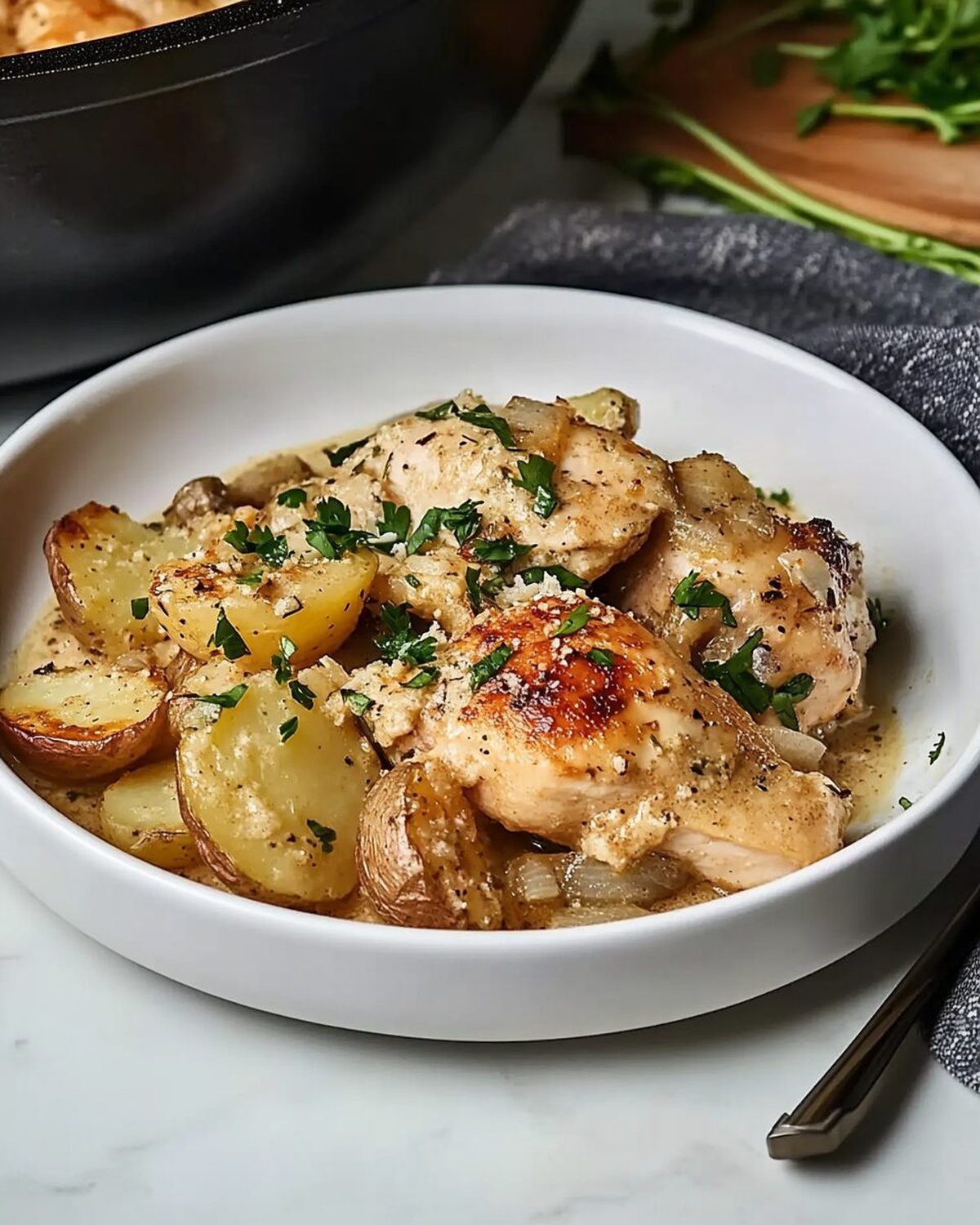 Slow Cooker Parmesan Garlic Chicken and Potatoes Recipe