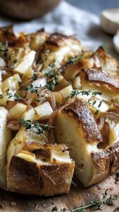 Brie Pull-Apart Bread With Pear And Caramelized Onions Recipe