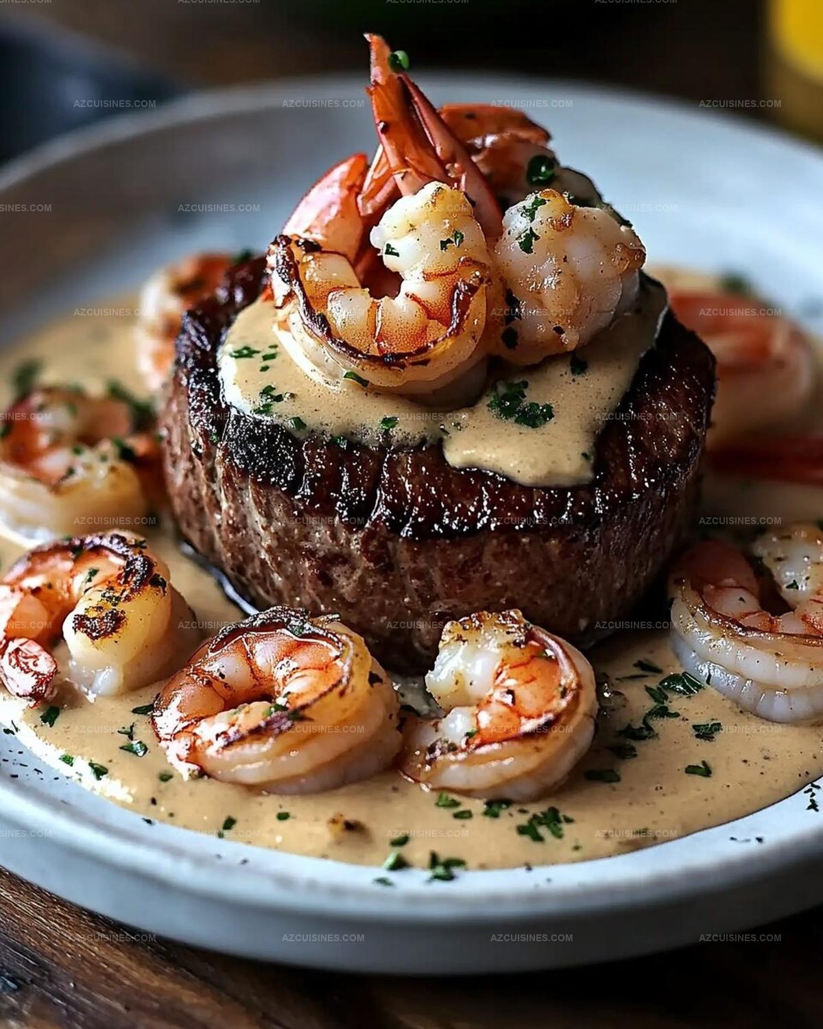 Noble Filet Mignon with Shrimp and Lobster Cream Sauce Recipe