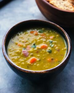 Creamy Split Pea Soup with Savory Ham and Aromatic Spices Recipe