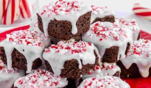 Chocolate Peppermint Kiss Brownie Bites Recipe