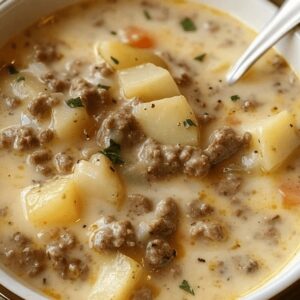 Crockpot Creamy Potato & Hamburger Soup Recipe