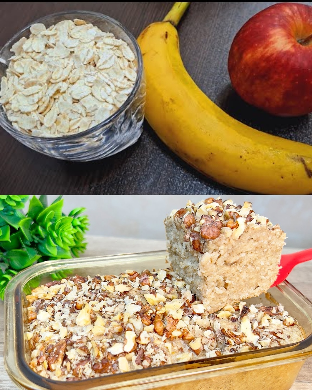 Hearty Baked Oatmeal with Apples, Bananas, and Walnuts Recipe