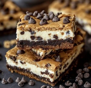 Chocolate Chip Bars Stuffed With Cheesecake Recipe