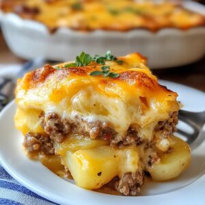 Cheesy Hamburger Potato Casserole Recipe