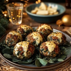 Spinach Garlic Meatballs Stuffed With Mozzarella Recipe