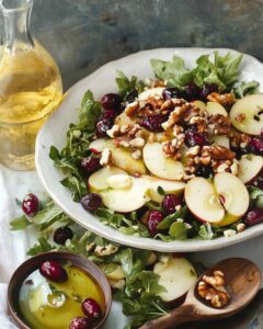 Apple Salad with Candied Walnuts and Cranberries Recipe