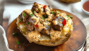 Maxed-Out Loaded Baked Potato With Steak Bites Recipe