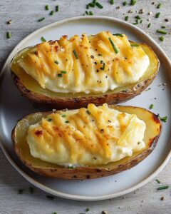 Twice-Baked Potatoes with Sour Cream and Chive Recipe