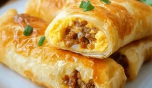 Cheesy Sausage Egg Breakfast Rolls Recipe