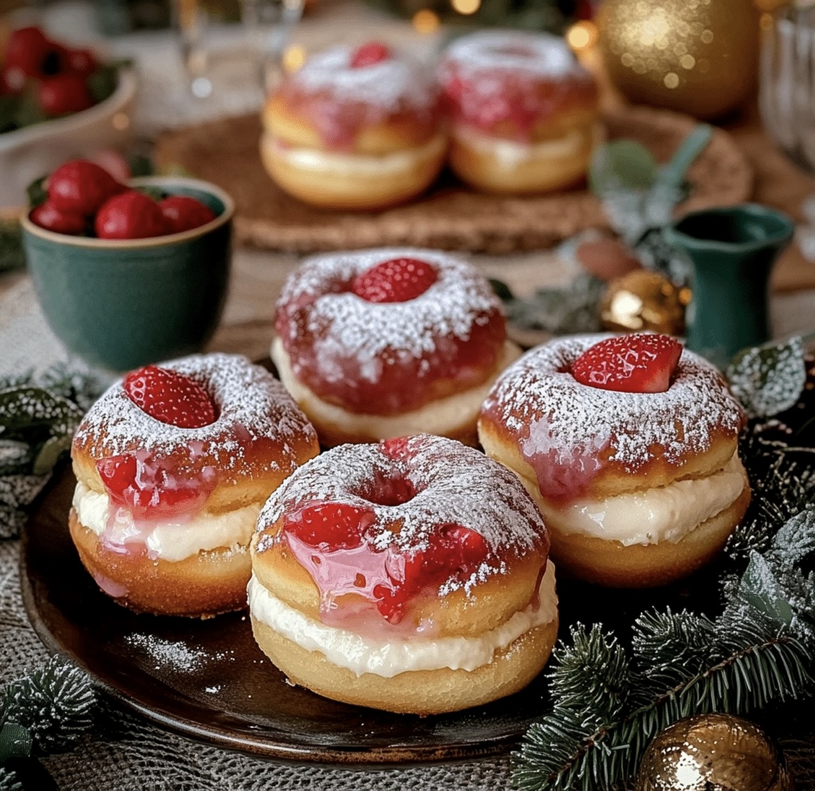 Strawberry Cheesecake Stuffed Donuts Recipe