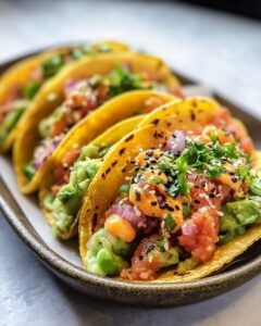 Spicy Ahi Poke Tacos with Avocado Crema Recipe