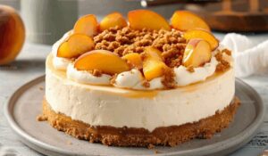 Peach Cobbler Topped Cheesecake Recipe