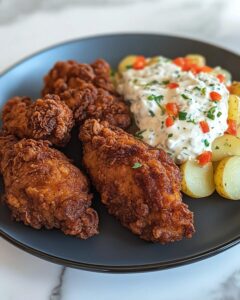 Spicy Fried Chicken with Potato Salad Recipe