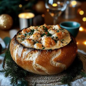 Stuffed Seafood Soup Bread Bowl Recipe