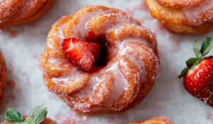 Strawberry Glazed French Crullers Recipe