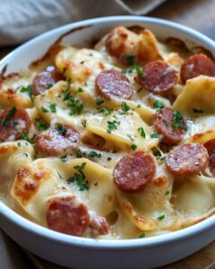Crockpot Pierogi Casserole with Kielbasa Recipe