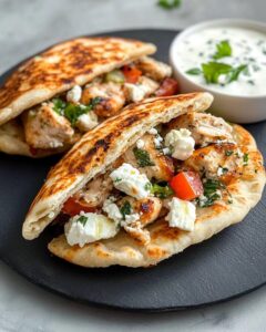 Arayes Crispy Pita with Chicken and Feta Recipe