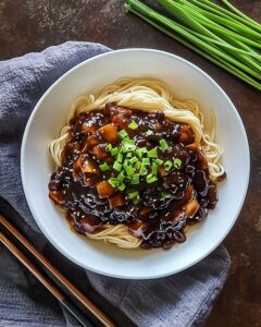 Jajangmyeon Vegetarian Korean Black Bean Noodles Recipe