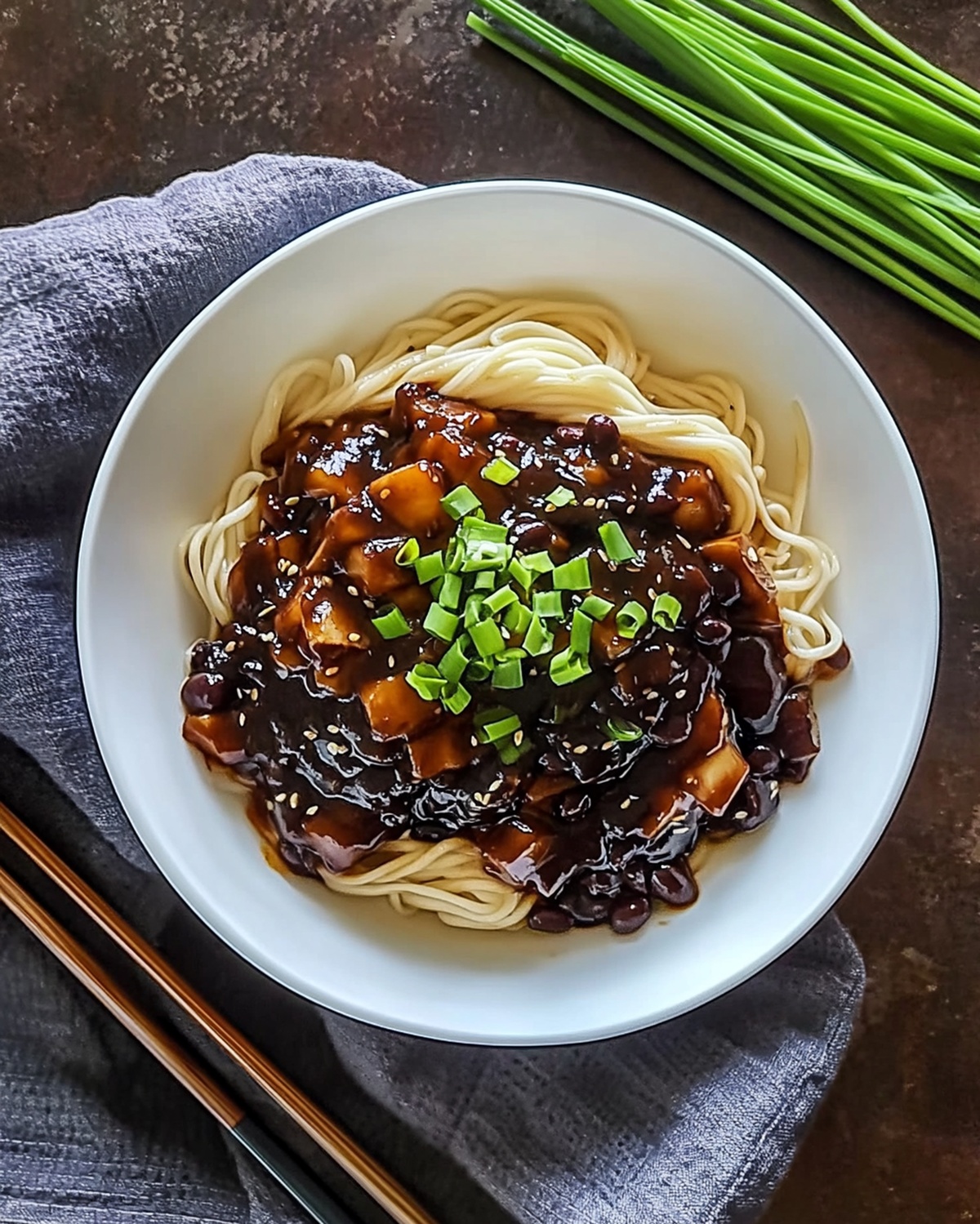 Jajangmyeon Vegetarian Korean Black Bean Noodles Recipe