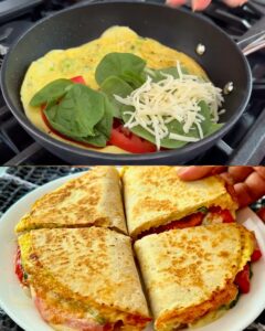 Quick and Delicious Tortilla Breakfast Wrap with Eggs, Tomato, and Spinach Recipe