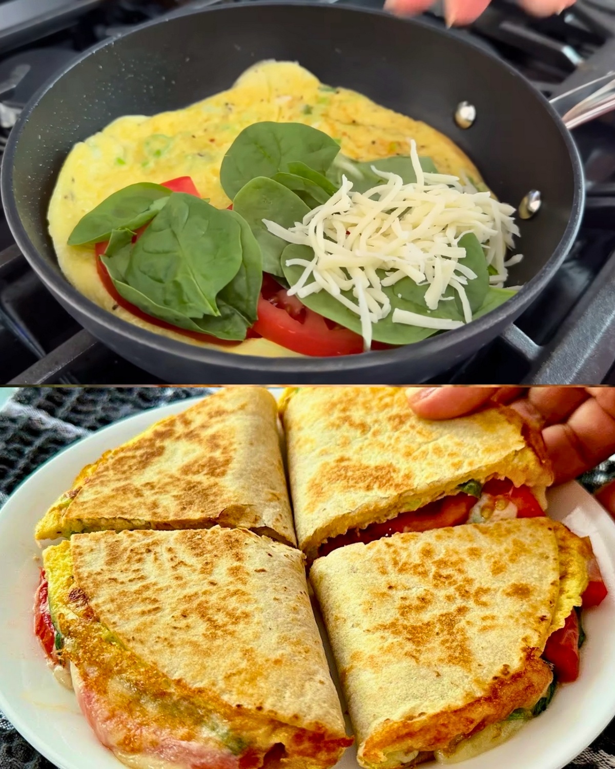 Quick and Delicious Tortilla Breakfast Wrap with Eggs, Tomato, and Spinach Recipe