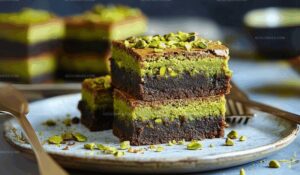 Pistachio Kunafa Brownies Recipe